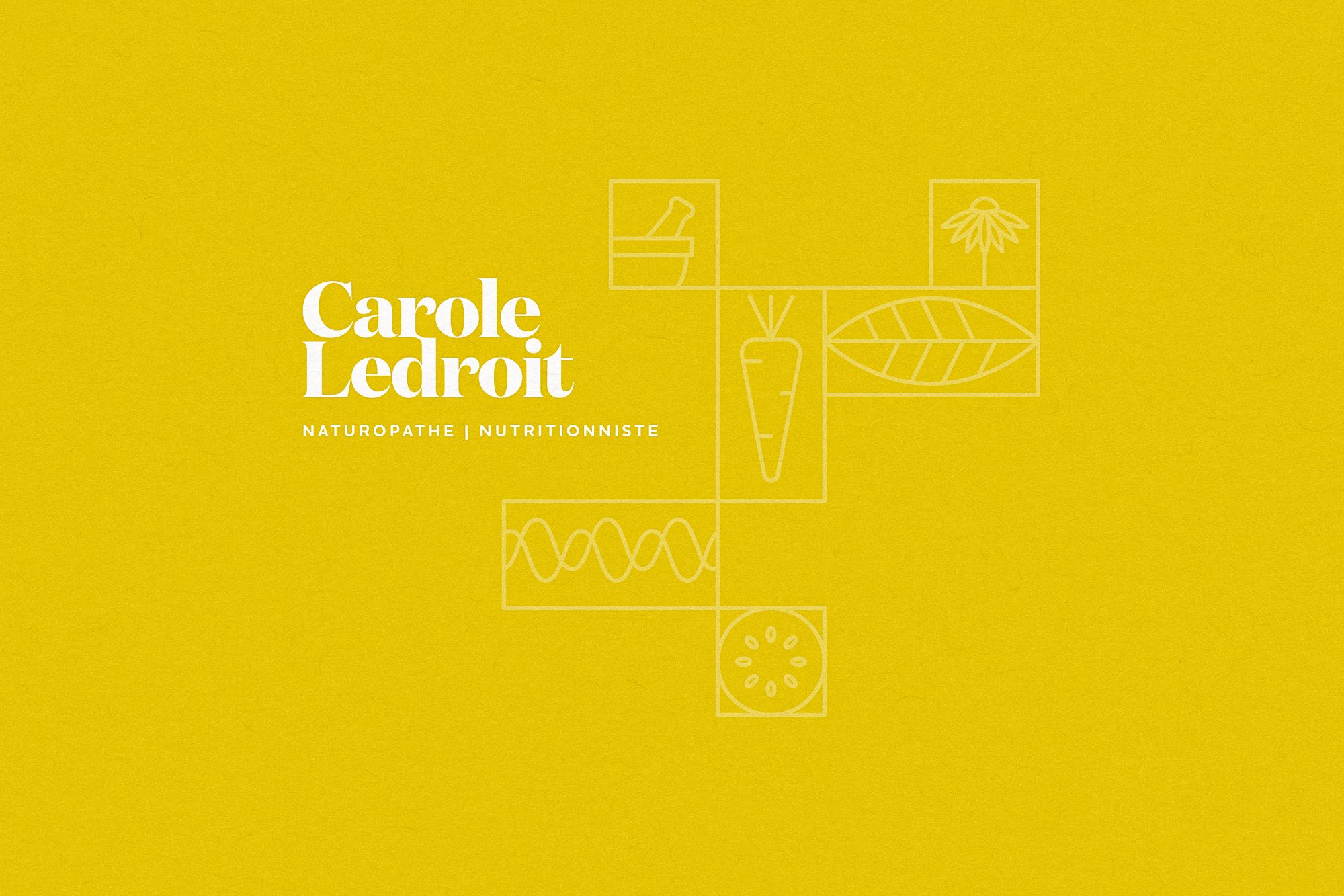 Carole Ledroit: Brand identity, icons and print for a naturopath and nutritionist.